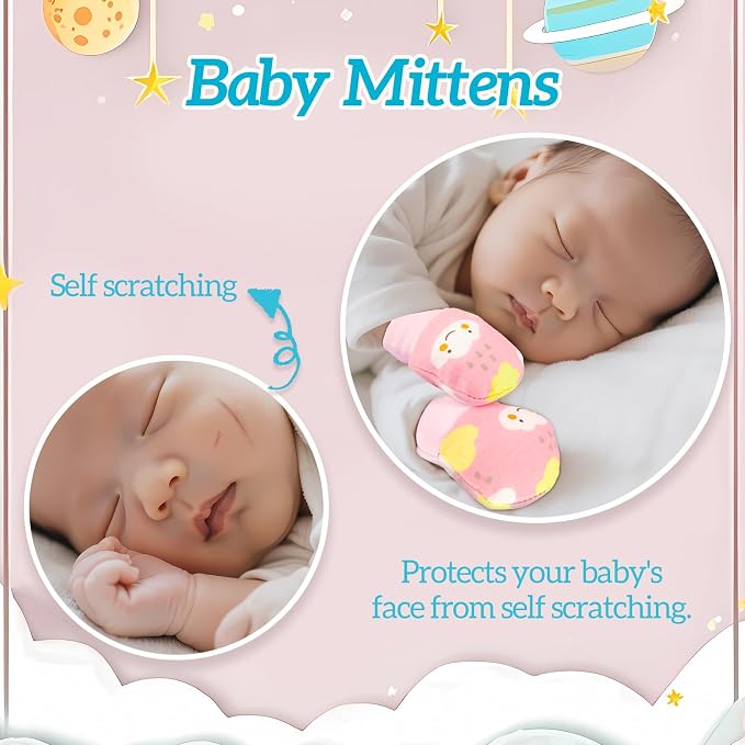 No Scratch Baby Mittens, Newborn Infant Toddler Mittens | Soft Elastic Wrist - Image 3