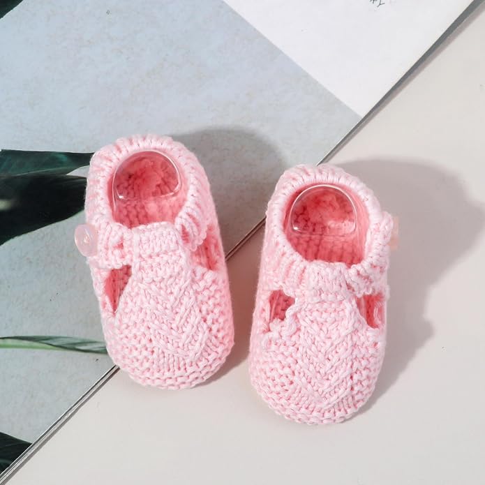 Newborn Baby Boy Girl Knit Booties Soft Sole Non-Slip First Walking Shoes | - Image 2