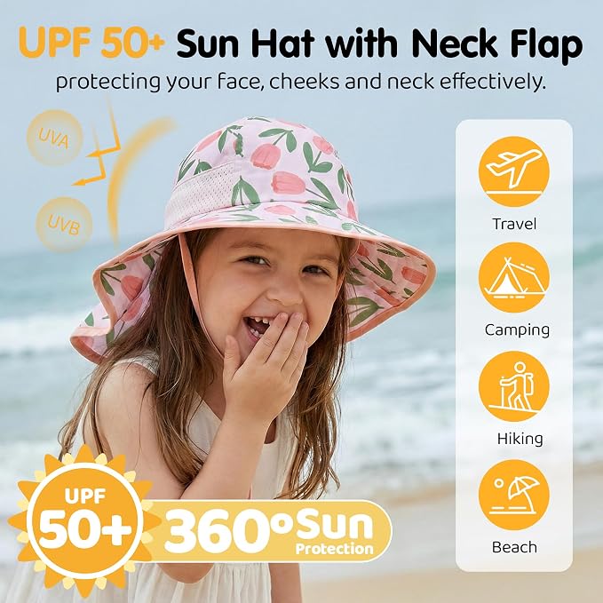 Baby Sun Hat with Neck Flap UPF 50+ - Image 2
