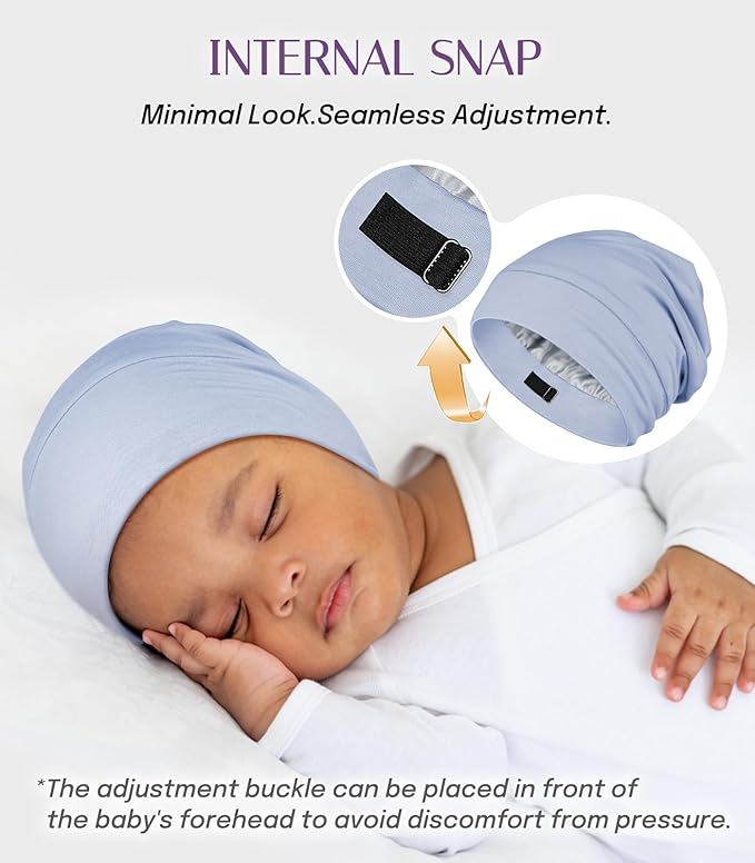 OLESILK Silk Baby Bonnet for 0-6 Months - 100% Mulberry Silk Toddler Hair Bonnet, Adjustable Night Cap for Sleeping