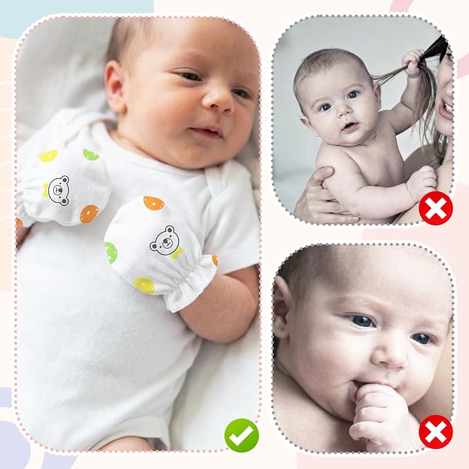 8 Pairs Newborn Baby Mittens No Scratch, Cotton Infant Baby Gloves Newborn - Image 6