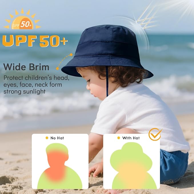 Durio UPF 50+ Baby Sun Hat Wide Brim Toddler Bucket Hats - Image 2