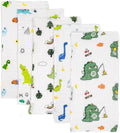 PENG'S M Baby Muslin Burp Cloths 5 Pack Dinosaur Burping Rags Super Soft Face by PENG%27S+M