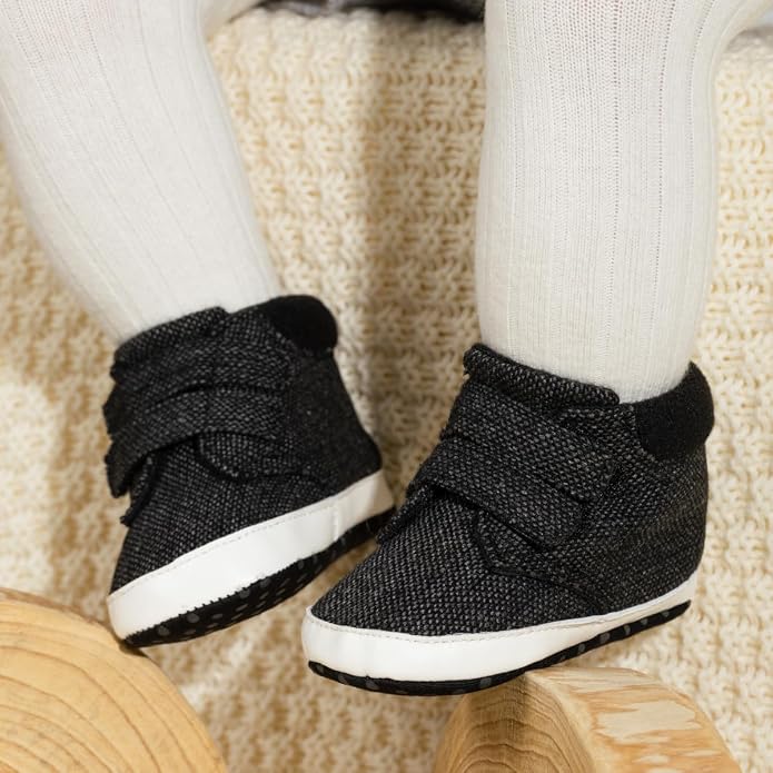Meckior Toddler Baby Boys Girls High Tops Ankle Sneakers Soft Anti-Slip Sole PU - Image 2
