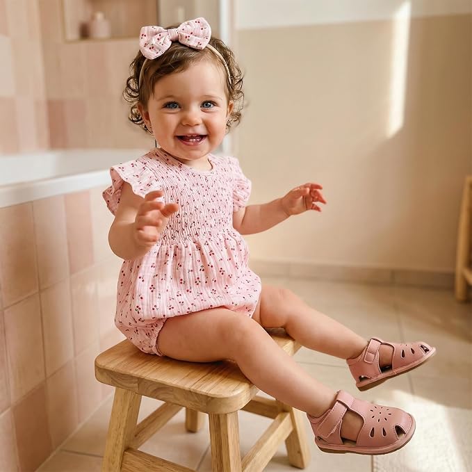 Kavousa Newborn Baby Girl Clothes Summer Bubble Romper Headband Outfit - Image 2