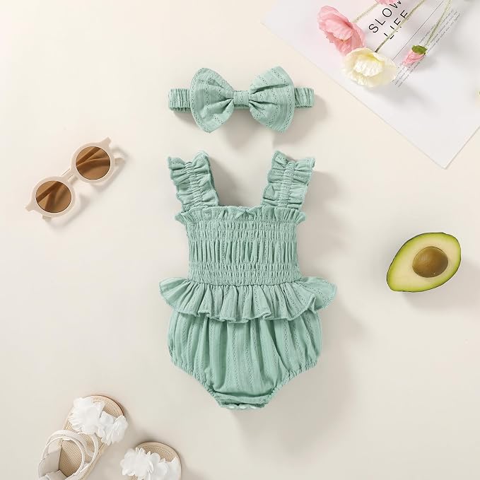 YOUNGER TREE Baby girl Romper Infant Summer Clothes Ruffle Sleeveless One Piece - Image 3