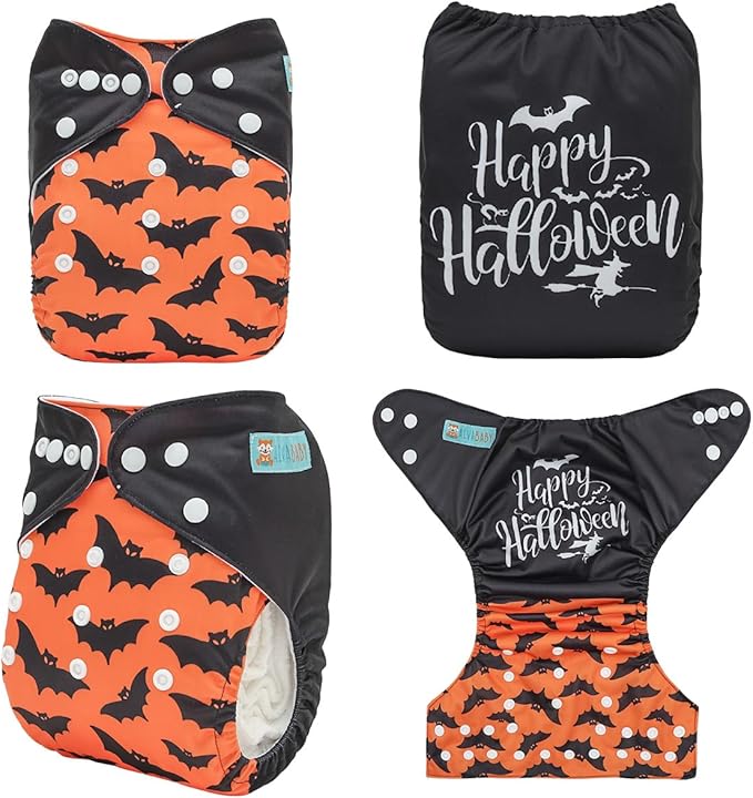 ALVABABY Halloween Baby Cloth Diapers One Size Adjustable Washable Reusable for Baby Girls and Boys 1 Pack with 2 Inserts AMD134-2TA