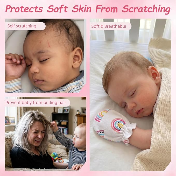 8 Pairs Newborn Baby Mittens No Scratch, Cotton Baby Gloves Infant Mittens - Image 4