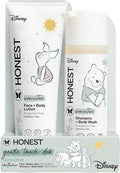 The Honest Company 2-in-1 Cleansing Shampoo + Body Wash and Face + Body Lotion Bundle + Disney Design | Gentle for Baby | Dermatologist Tested | Sensitive Fragrance Free, 18.5 fl oz