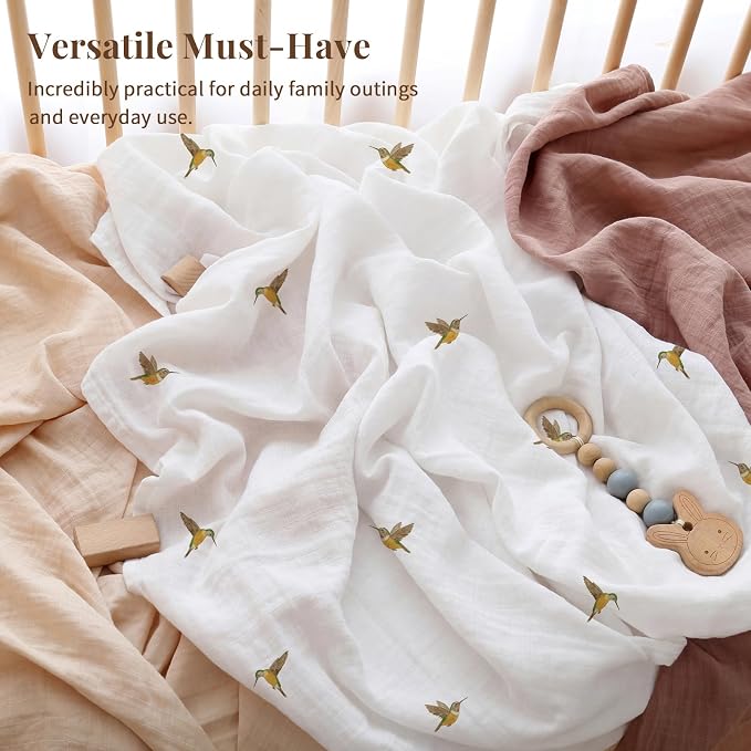 POMISO Muslin Swaddle Blankets for Boys & Girls, Newborn Receiving Blankets - Image 4