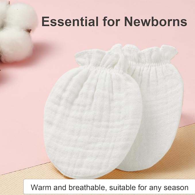 MOMSMENU Baby Mittens Newborn Muslin Soft No Scratch 0-6 Months 6-Pack | - Image 6
