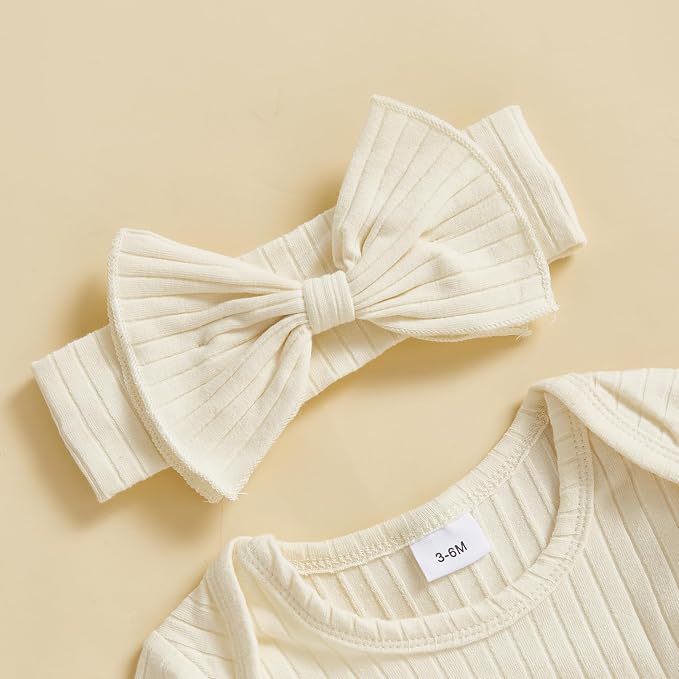 Newborn Baby Girl Clothes Jumpsuit Ruffle Romper Bodysuit Pants Headband - Image 5