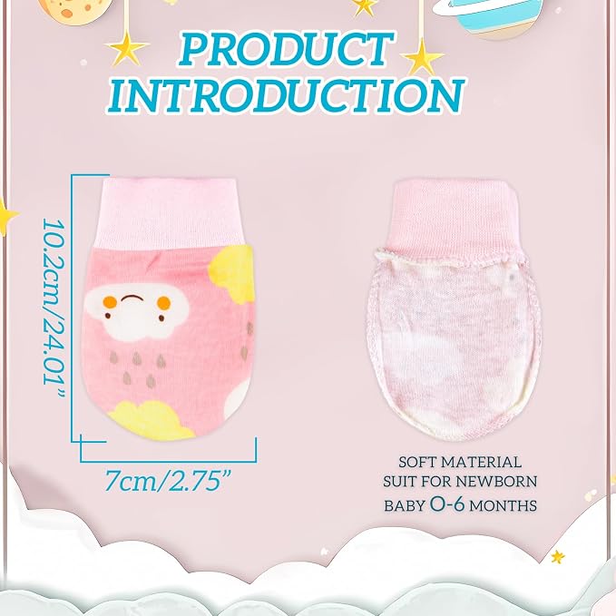 No Scratch Baby Mittens, Newborn Infant Toddler Mittens | Soft Elastic Wrist - Image 2
