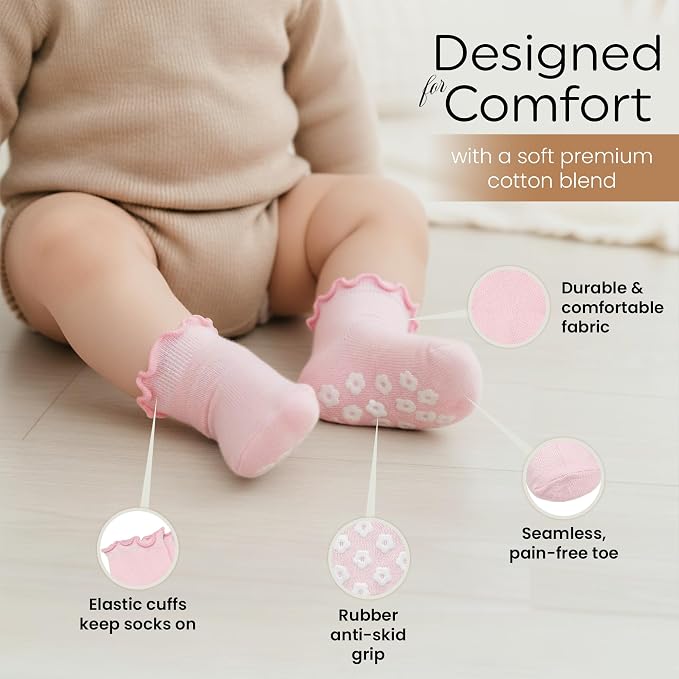 Organic Cotton Blend Ruffle Toddler Socks 6M-12M-2t-3t-4t-5t Gift - Image 2