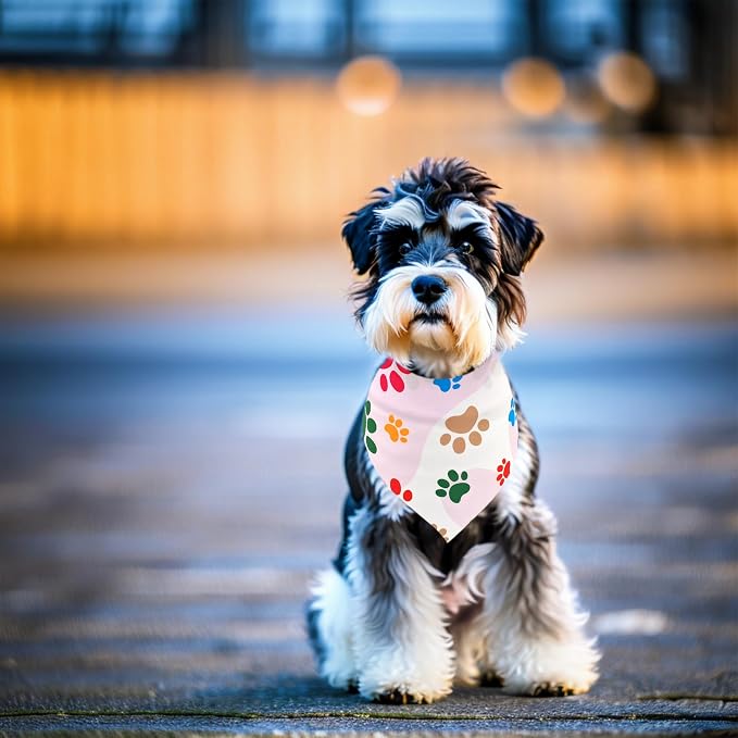 7 PCS Small Dog Bandanas Paw Print Hemming Seam Edge Dogs Bandana - Image 6