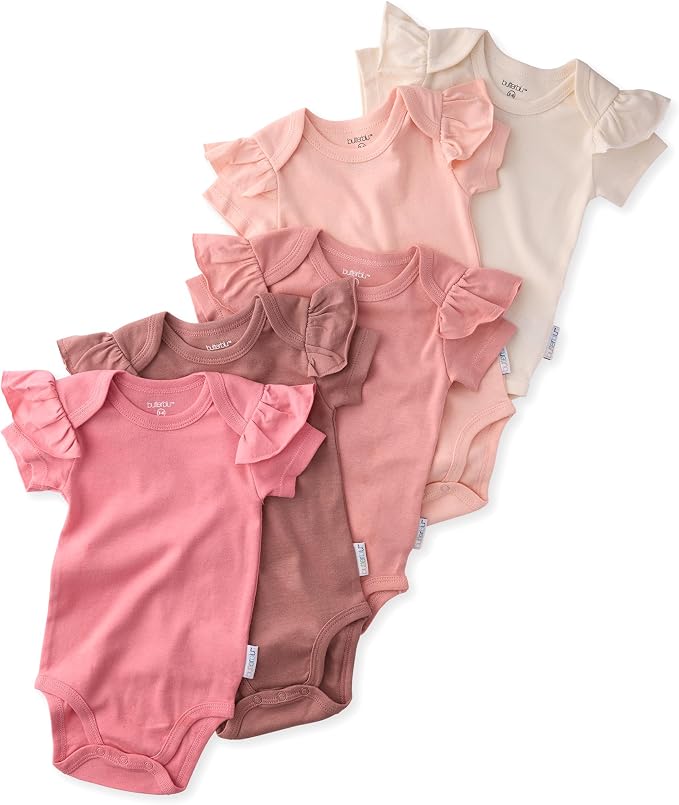Butterblu Rory 10-Pack Short Sleeve Ruffle Bodysuits 100% Cotton | GOTS by Butterblu