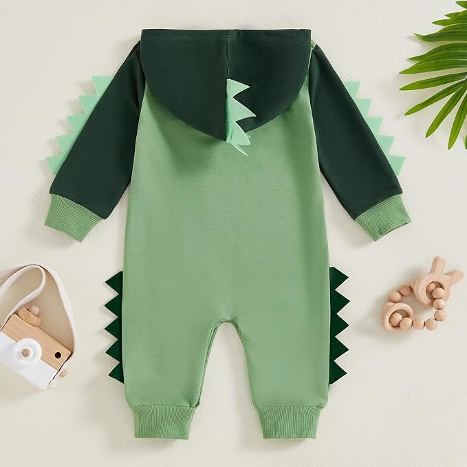 Newborn Baby Boys Rompers Hoodies Dinosaur Cartoon Infant Baby Toddler Onesie - Image 5