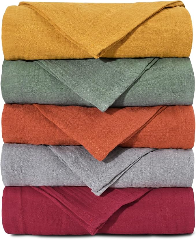 Muslin Receiving Blankets 5 Pack, Soft Swaddle Wraps by LYRICHOMBABY