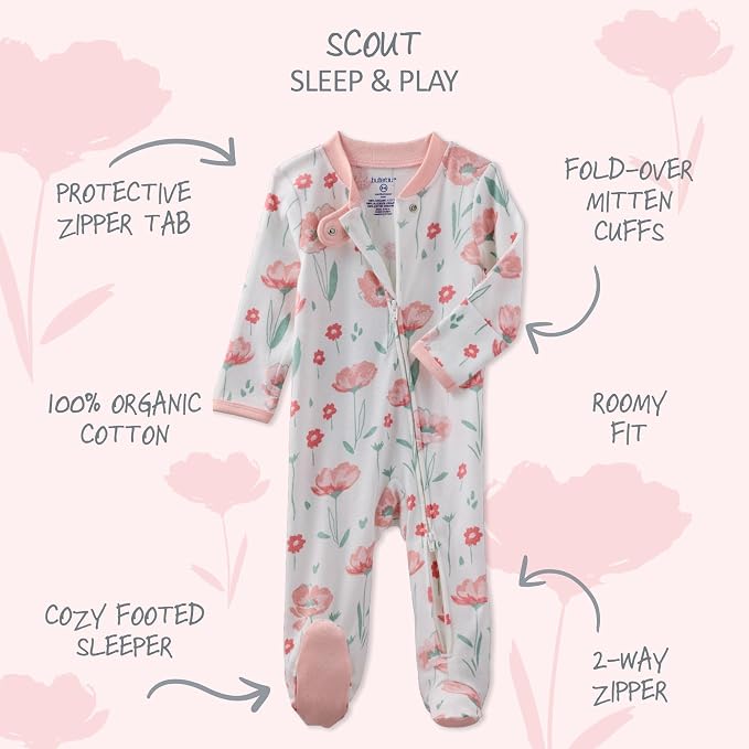 Butterblu Scout Sleep & Play 100% Organic Cotton Footed Zip Front PJs | GOTS - Image 2