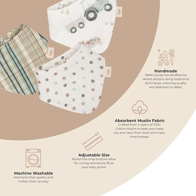 Crane Baby Soft Baby Bib Set, 100% Cotton Muslin Baby Bibs, Soft and Absorbent - Image 2