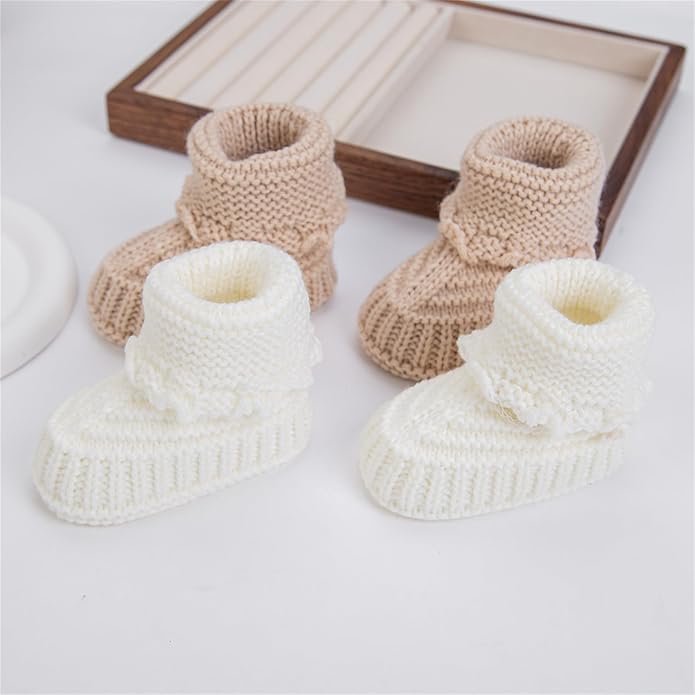 Baby Booties, Newborn Walking Shoes, Infant Hand Crochet Knit Cotton Sock - Image 7