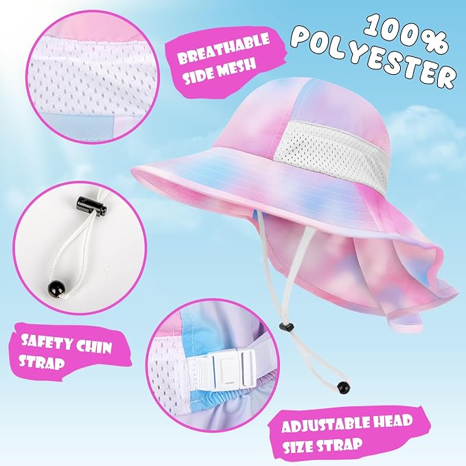 Toddler Baby Sun Hat Kids Summer Beach Essentials Adjustable Beach Hats - Image 3