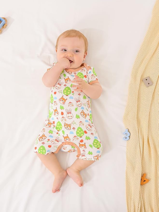 GUISBY Baby Rayon Romper Pajamas, 0-24M | Silky Soft Feel，Snap Closure，Footless - Image 4
