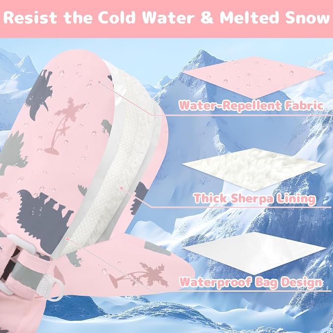Olreco Baby Toddler Mittens Waterproof Infant Baby Winter Mittens Toddler Snow - Image 4
