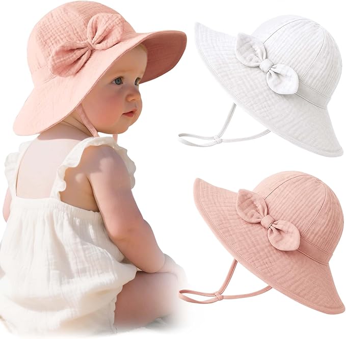 Konssy 2-Pack Muslin Baby Sun Hats by Konssy