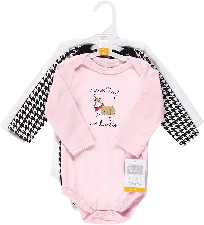 Hudson Baby Baby Girls' Cotton Long-sleeve Bodysuits 3-pack - Image 2