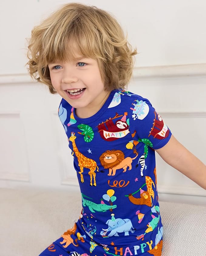 babee Reshinee Bamboo Viscose Toddler Boys Pajamas Set, Short Sleeve Kids - Image 4