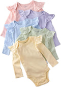 Butterblu Ashley 5-Pack Long Sleeve Ruffle Shoulder Bodysuits 100% Cotton | by Butterblu