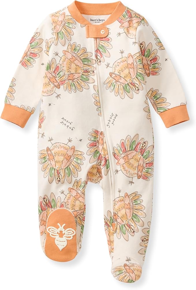Burt's Bees Baby Girls' Organic Cotton, Sleep and Play Footed Pajamas | Easy by BurtsBeesBaby