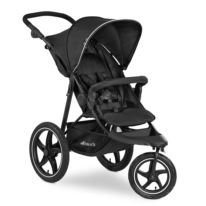 hauck 3-Wheel All Terrain Stroller with Raincover, XL Pneumatic Air Wheels, Mesh Window, and Height-Adjustable Handle, UPF 50+ - from Birth up to 48.5lbs