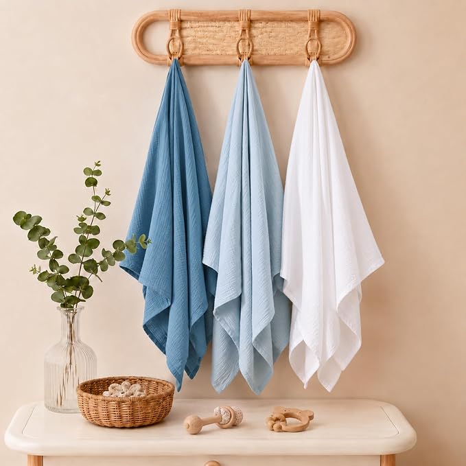 NESTALLY Cocoon Muslin Swaddle Blankets 3 Pack, Soft Breathable Large 47"x47" - Image 8