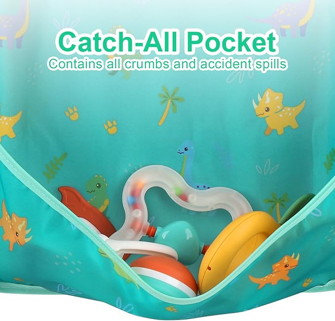 Accmor 4 Pack Long Sleeve Bibs, Baby Smock Waterproof Full Sleeved Bib - Image 5