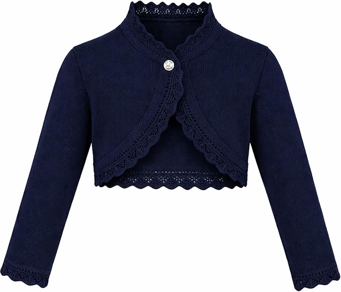 Lilax Little Girls' Knit Long Sleeve Button Closure Bolero Cardigan Shrug by Lilax