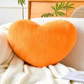Orange Heart Pillows, Cute Heart Decorative Pillow, Heart Shaped Throw Pillows for Bed, Faux Rabbit Fur Plush Hoom Decor Pillow Cushion for Chair Sofa Living Room (Large-19.6"x15.7")