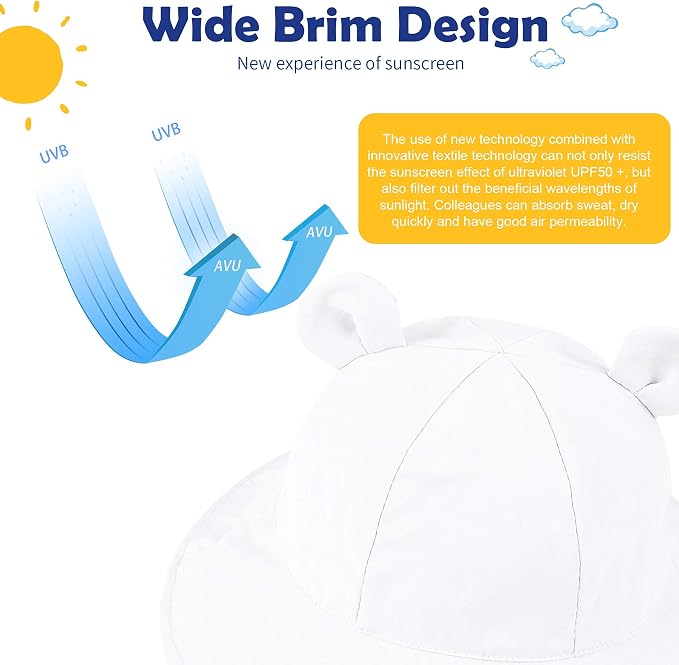 Zando Wide Brim Baby Sun Bucket Hat 0-4T UPF 50+ - Image 8