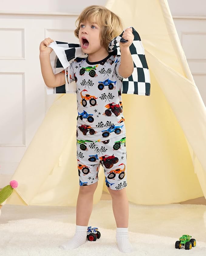 babee Reshinee Bamboo Viscose Toddler Boys Pajamas Set, Short Sleeve Kids - Image 9