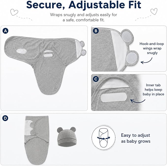 3-Pack Unisex Baby Swaddles for Newborns - Image 3