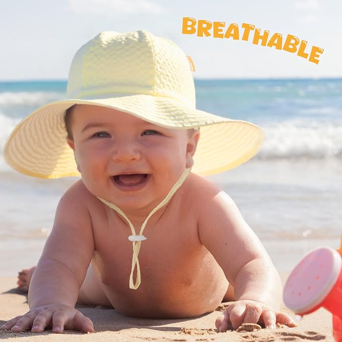 HONGTEYA Baby Sun Hat Wide Brim Adjustable Toddler Beach Bucket Hat | Soft - Image 2