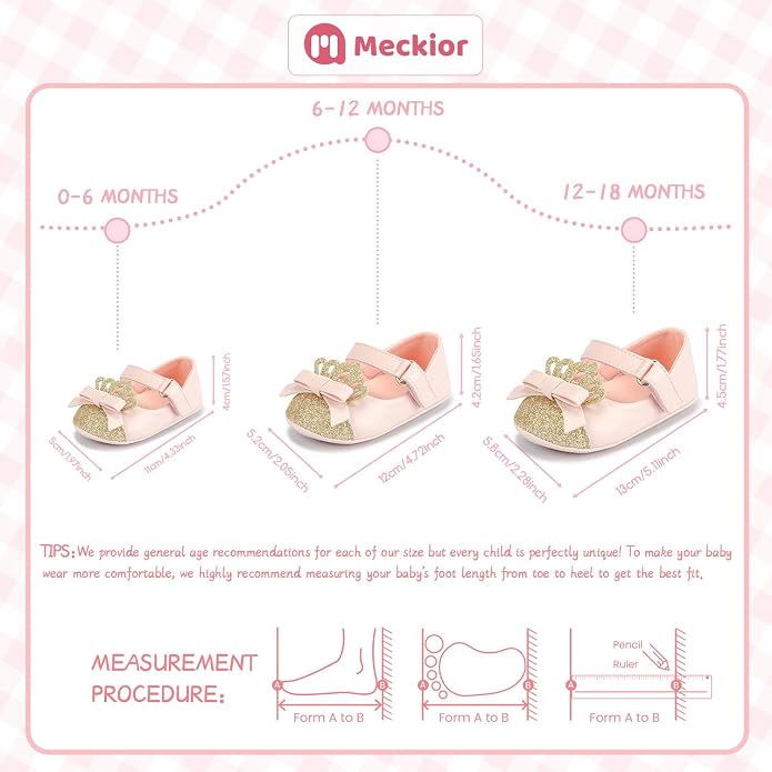 Meckior Infant Baby Girls Soft Sole Bowknot Princess Wedding Dress Mary Jane - Image 6