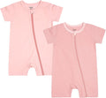 Teach Leanbh Unisex Baby 2 Pack Pajamas Cotton Short Sleeve Zipper Romper by TeachLeanbh