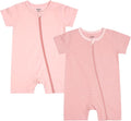 Teach Leanbh Unisex Baby 2 Pack Pajamas Cotton Short Sleeve Zipper Romper by TeachLeanbh