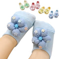 4Packs Baby Girls Socks, Flower Non-Slip Grips by KEAINVRN