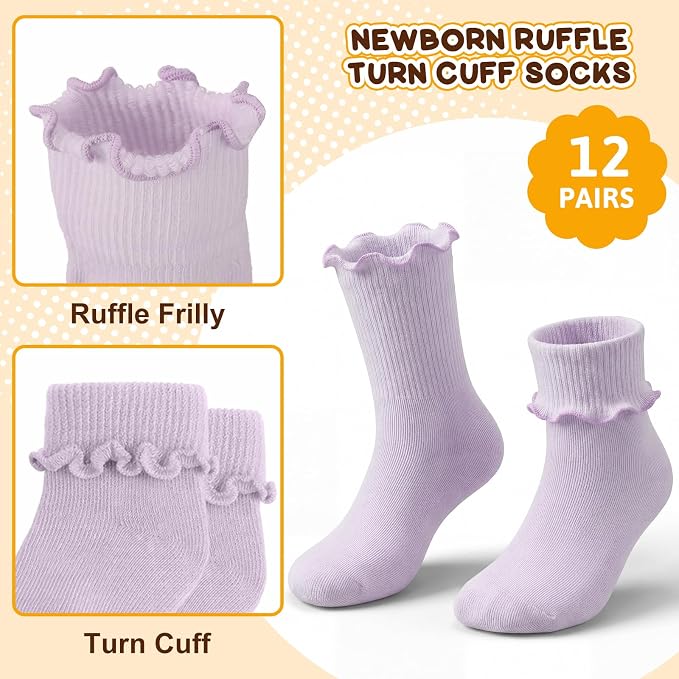 Toulite 12 Pair Preemie Newborn Baby Socks - Image 3