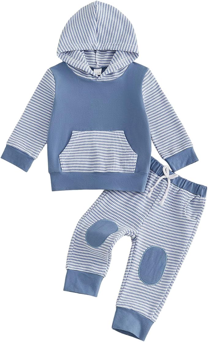 Infant Baby Boy Fall Winter Clothes Outfit Hooded Long Sweatshirt Pant Set by LIOMENGZI