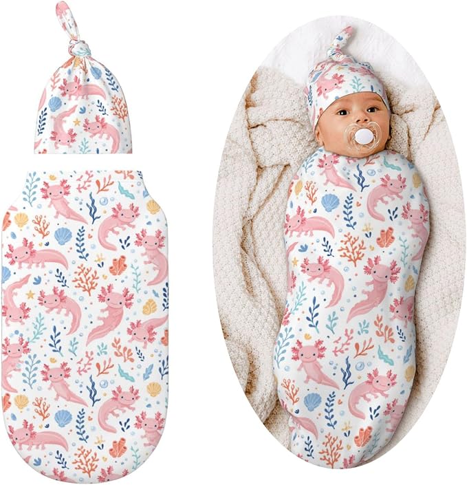 Axolotl Swaddle Blankets Soft Receiving Blanket Baby Swaddle Wrap by Figtihw