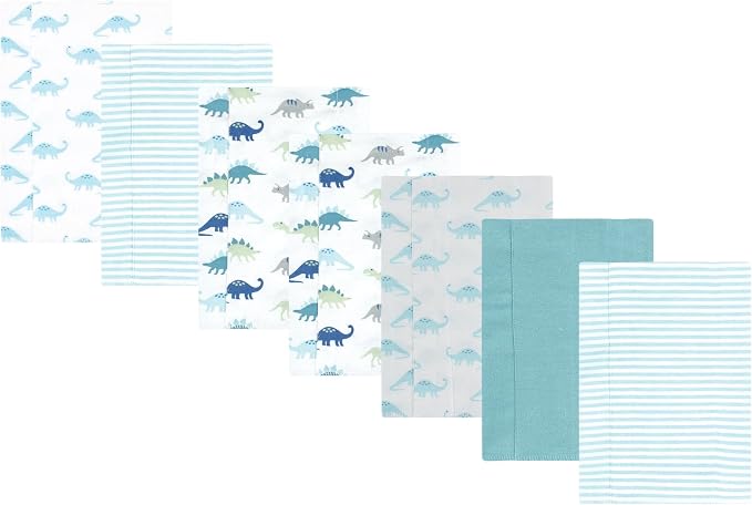 Luvable Friends Hudson Baby Flannel Burp Cloths 7pk, Soft Dino by Luvable+Friends